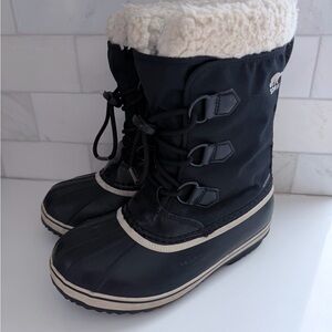 Sorel Black and Cream Kids Snow Boots